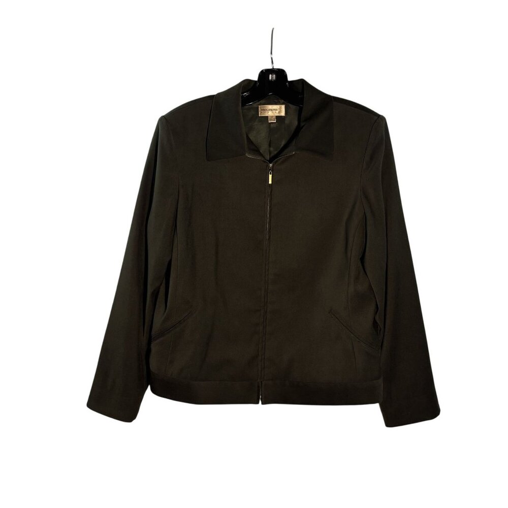 Vintage Trousers ETC New York Zip-Up Dark Olive Jacket Size 14 - Picture 1 of 6